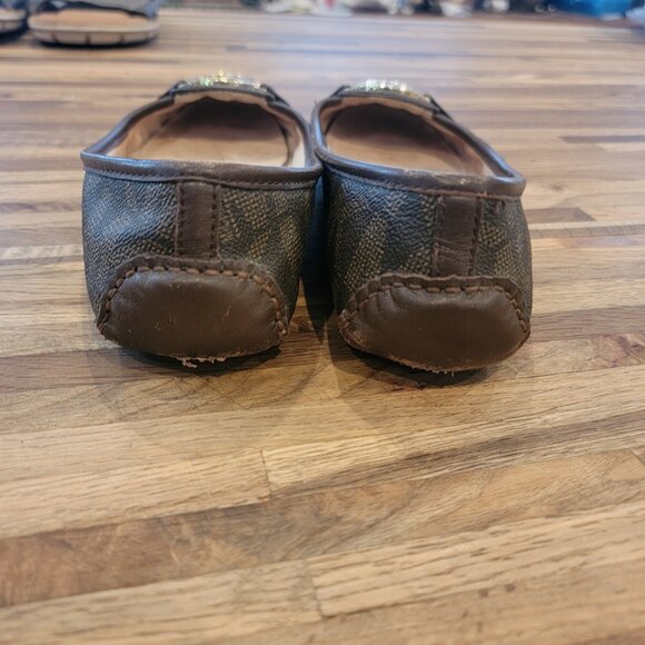 MK Michael Kors Fulton Moccasin Brown Monogram Flat Slip On Shoes - Picture 6 of 16